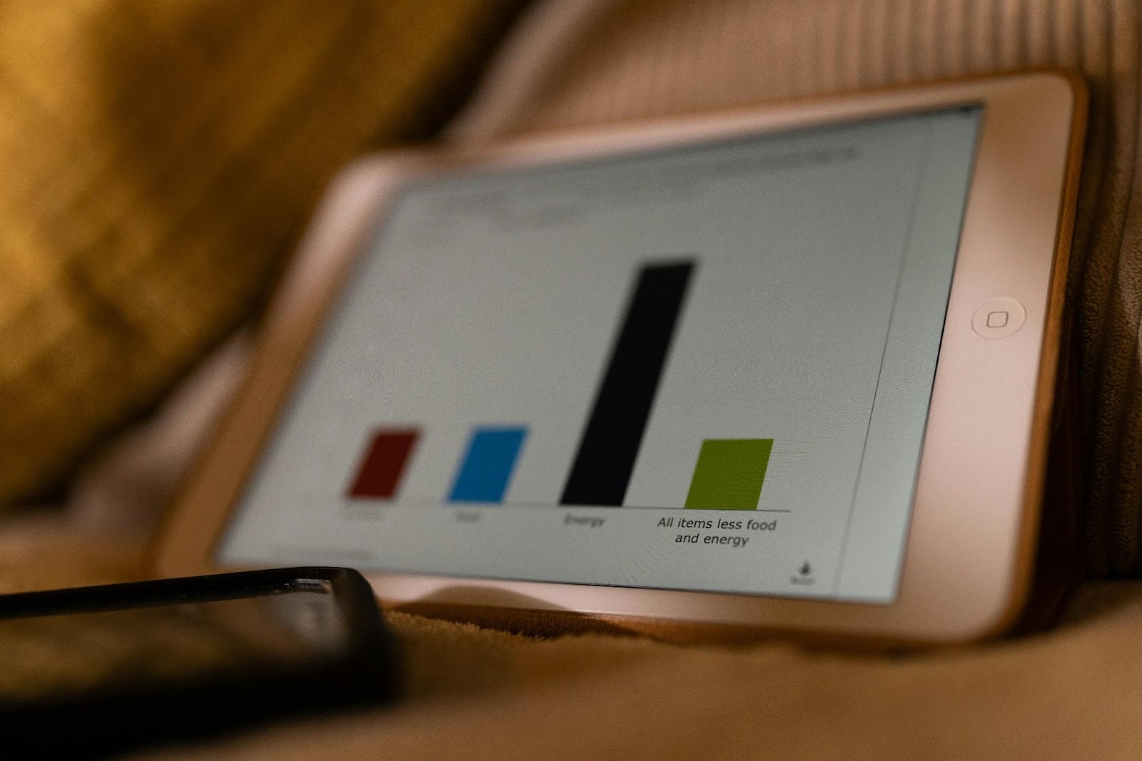Tablet displaying growth charts and data analytics, demonstrating the measurable ROI of digital marketing services.