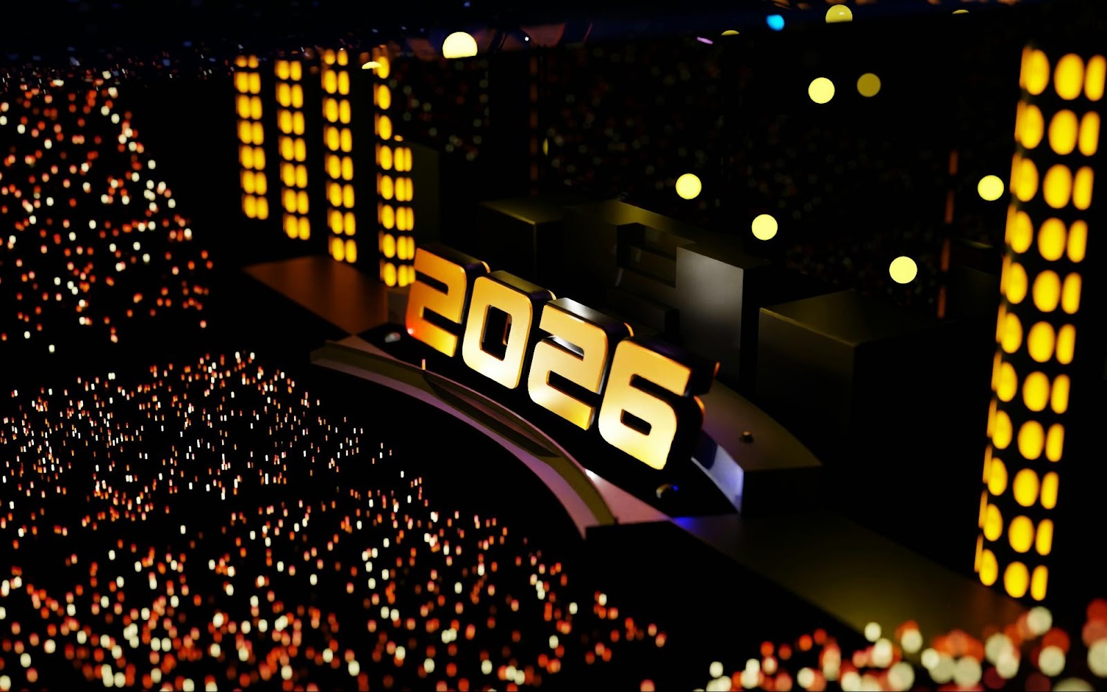 Large illuminated 2026 sign at an event, symbolizing future trends and the forward-thinking nature of agile digital marketing strategies.